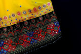 Traditional Afghan Pathan Girl Bridal Frock In Yellow Color