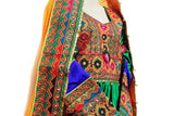 Pathani Dress In Green Color With Orange Jolay Fabric