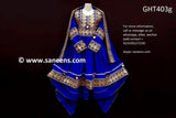 Muslim Wedding Dress In Blue Satin High Low Design Afghan Clothes