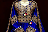 Muslim Wedding Dress In Blue Satin High Low Design Afghan Clothes