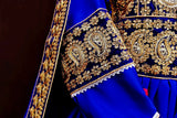 Muslim Wedding Dress In Blue Satin High Low Design Afghan Clothes