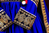 Muslim Wedding Dress In Blue Satin High Low Design Afghan Clothes