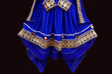 Muslim Wedding Dress In Blue Satin High Low Design Afghan Clothes