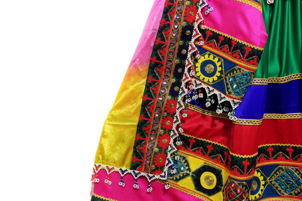 Afghani Dress In Green Color With Beautiful Embroidery And Beads Work