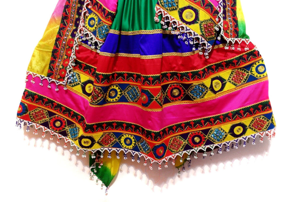 Afghani Dress In Green Color With Beautiful Embroidery And Beads Work