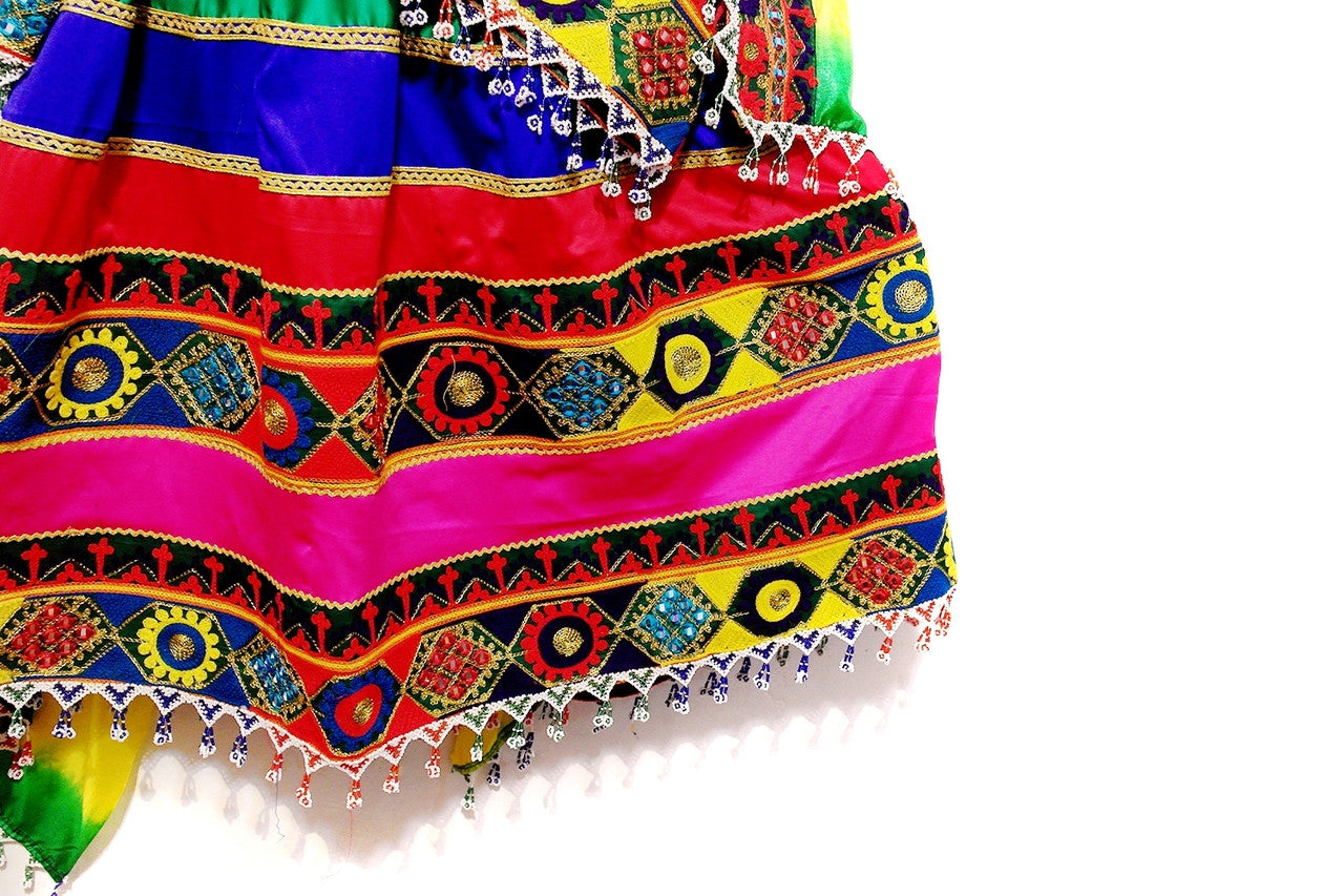 Afghani Dress In Green Color With Beautiful Embroidery And Beads Work