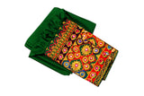 Afghan Traditional Dress In Green Color With Mirrors Embroidery Work