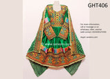 Afghan Traditional Dress In Green Color With Mirrors Embroidery Work