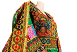 Afghan Traditional Dress In Green Color With Mirrors Embroidery Work