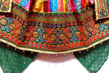 Afghan Traditional Dress In Green Color With Mirrors Embroidery Work