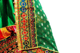 Afghan Traditional Dress In Green Color With Mirrors Embroidery Work