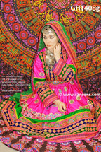 Afghani Dress In Pink And Green Color Muslim Wedding Dresses Online