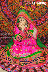 Afghani Dress In Pink And Green Color Muslim Wedding Dresses Online