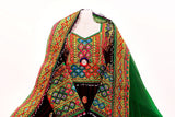 Exquisite Black Afghani Dress with Intricate Mirror Embellishments