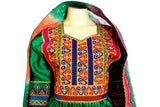Afghan Wear Pashtun Bridal Dress In Green With Fancy Embroidery