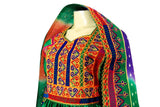Afghan Wear Pashtun Bridal Dress In Green With Fancy Embroidery