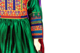 Afghan Wear Pashtun Bridal Dress In Green With Fancy Embroidery