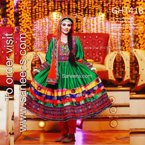 Afghani Dress In Green Color Muslim Wedding Dresses Hijab Fashion