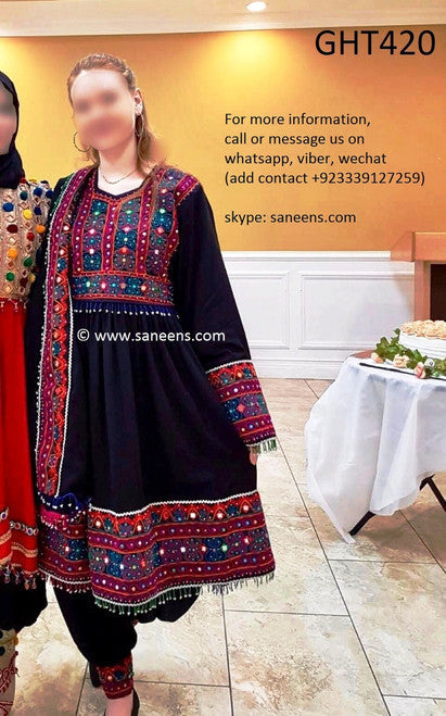 Pathani Dress In Black Color With Beads Work And Embroidery