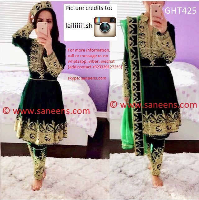 Pathani Dress In Green Velvet Muslim Wedding Dresses