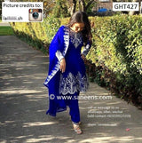 Blue Velvet Afghan Clothes With Finest Embroidery Work