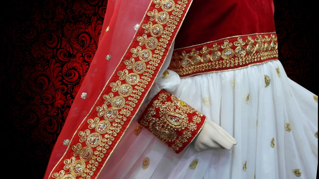 hijab fashion, pashtun bridal frock