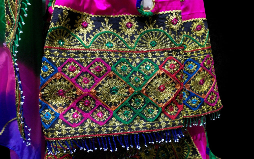 mirrors work afghani frock