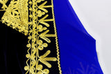 Pathani Dress In Blue Velvet Afghan Clothes With Floral Embroidery
