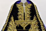 Pathani Dress In Blue Velvet Afghan Clothes With Floral Embroidery