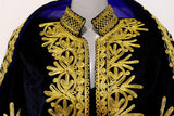 Pathani Dress In Blue Velvet Afghan Clothes With Floral Embroidery