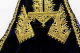 Pathani Dress In Blue Velvet Afghan Clothes With Floral Embroidery