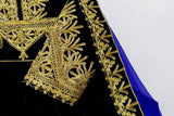 Pathani Dress In Blue Velvet Afghan Clothes With Floral Embroidery