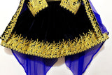 Pathani Dress In Blue Velvet Afghan Clothes With Floral Embroidery