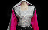 Mirrors Work Afghan Nikah Clothes Pashtun Bridal Dress In Black Color