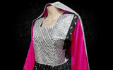 Mirrors Work Afghan Nikah Clothes Pashtun Bridal Dress In Black Color