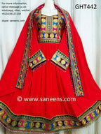 Pathani Dress In Red Color Persian Pashtun Bridal Frock Afghan Clothes