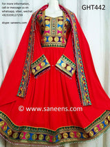 Pathani Dress In Red Color Persian Pashtun Bridal Frock Afghan Clothes