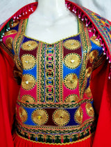 Pathani Dress In Red Color Persian Pashtun Bridal Frock Afghan Clothes