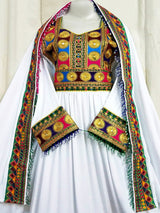 Afghan Clothes In White Color Traditional Persian Bridal Dress