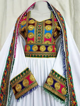 Afghan Clothes In White Color Traditional Persian Bridal Dress