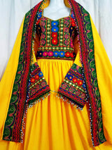 Buy New Afghani Dress In Yellow Color Pashtun Persian bridal Clothes