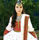 Afghan Muslim Bridal Dress Pashtun Model Clothes In White Color