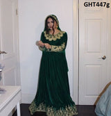 Dark Green Velvet Afghani Dress