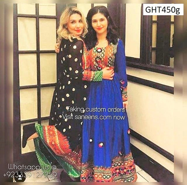 Traditional Pashtun Singer Blue Afghani Dress