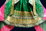 Mirrors Work Afghan Clothes Pashtun Bridal Dress In Green Color