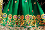 Mirrors Work Afghan Clothes Pashtun Bridal Dress In Green Color