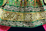 Mirrors Work Afghan Clothes Pashtun Bridal Dress In Green Color
