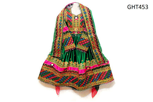 Afghani Dress In Green Color Nikah Event Pashtun Clothes Hijab Fashion
