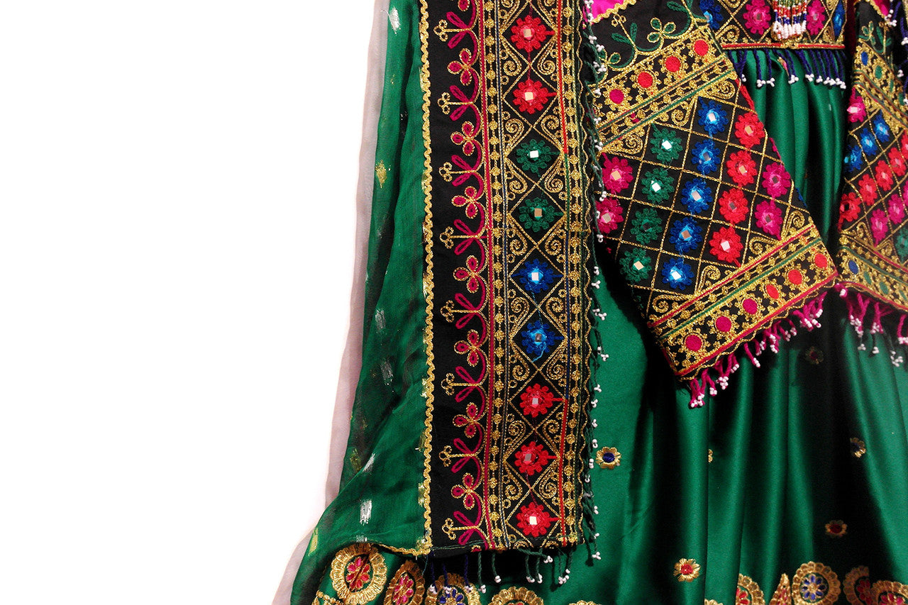 mirrors work afghan frock