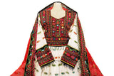 Afghan Fashion Mirrors Work Dress In White Color Islamic Nikah Costume